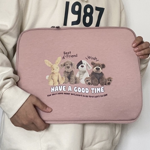 Túi Đựng Laptop / Máy Tính Bảng Họa Tiết Hoạt Hình Phong Cách Hàn Quốc Cho 10 11 13 15 inch