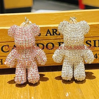 Móc khoá Bearbrick sang chảnh đính đá , Phụ kiện móc khoá túi xách gấu Bearbrick lấp lánh