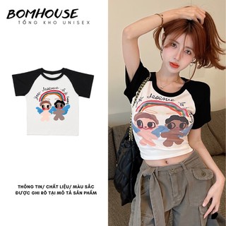 Áo croptop bom house áo croptop nữ thun freesize chất liệu thun borip mềm mịn crt05