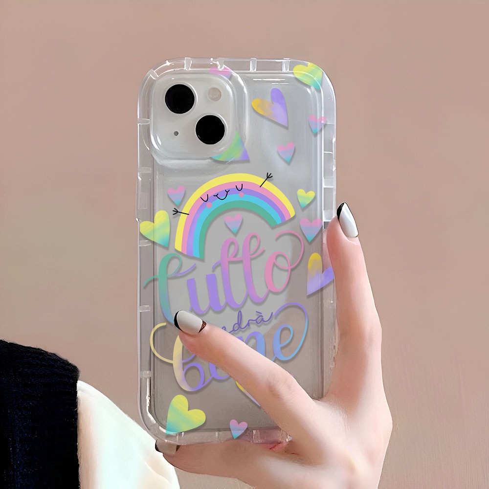 Ốp Điện Thoại Trong Suốt In Chữ Cầu Vồng Cho iphone 14promax 11 13 12 7Plus X XS Max