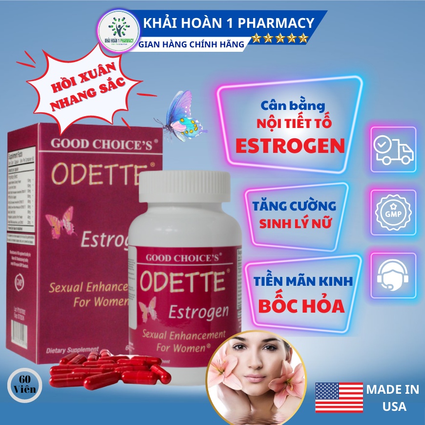 Viên uống Estrogen ODETTE-Cân bằng nội tiết tố nữ,tăng cường sinh lý...[NHẬP KHẨU MỸ]