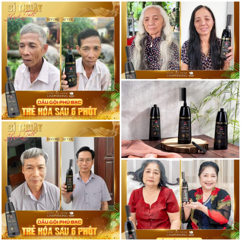 Dầu Gội Phủ Bạc Thảo Dược Linh Hương, Dầu Gội Phủ_Bạc Linh Hương Giúp Tóc Đen Xanh Tự Nhiên 200ml