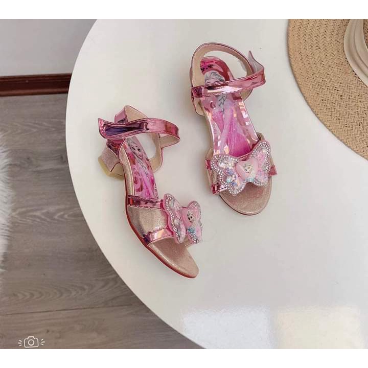 Dép sandal cho bé cao gót, dép quai nơ công chúa Elsa cho bé gái DS1D