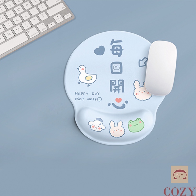Lót chuột có đệm tay silicone cao cấp Cozy Style kích thước 25x22cm, Pad chuột kê tay họa tiết dễ thương