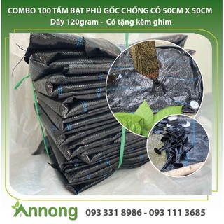 Combo 100 tấm 50cm x 50cm bạt phủ chống cỏ