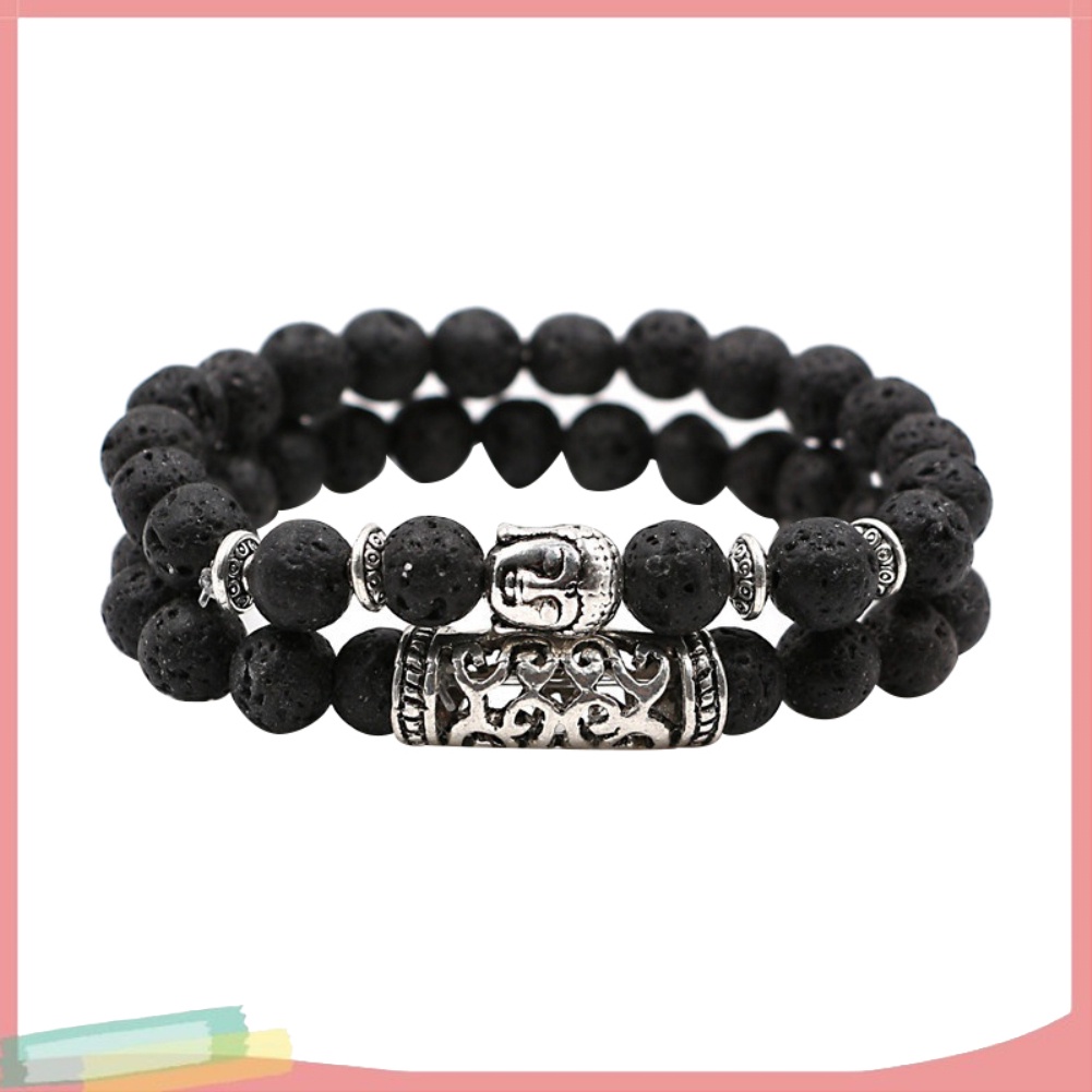 Bộ 2 vòng tay chuỗi hạt đá tự nhiên màu trơn thời trang