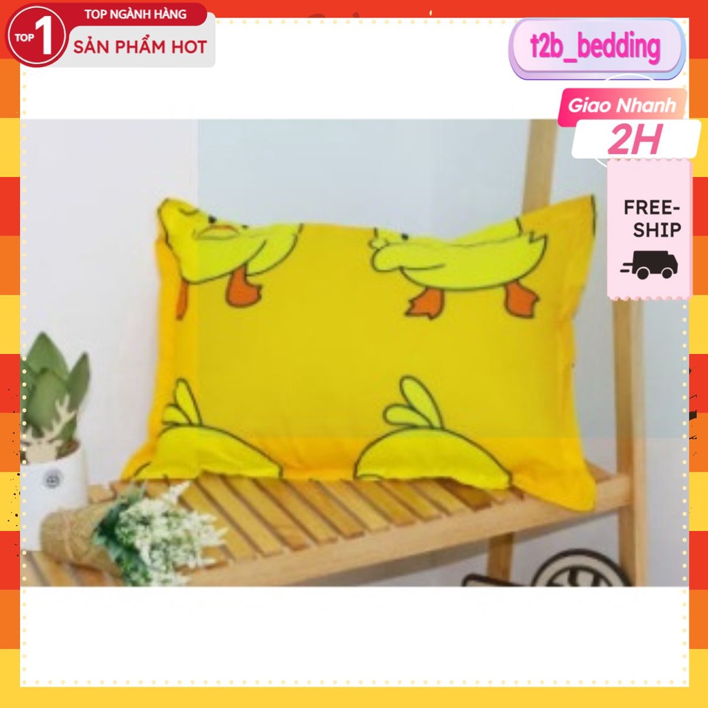 Vỏ gối nằm,áo gối chất cotton poly kích thước 45x65cm,mẫu vịt vàng