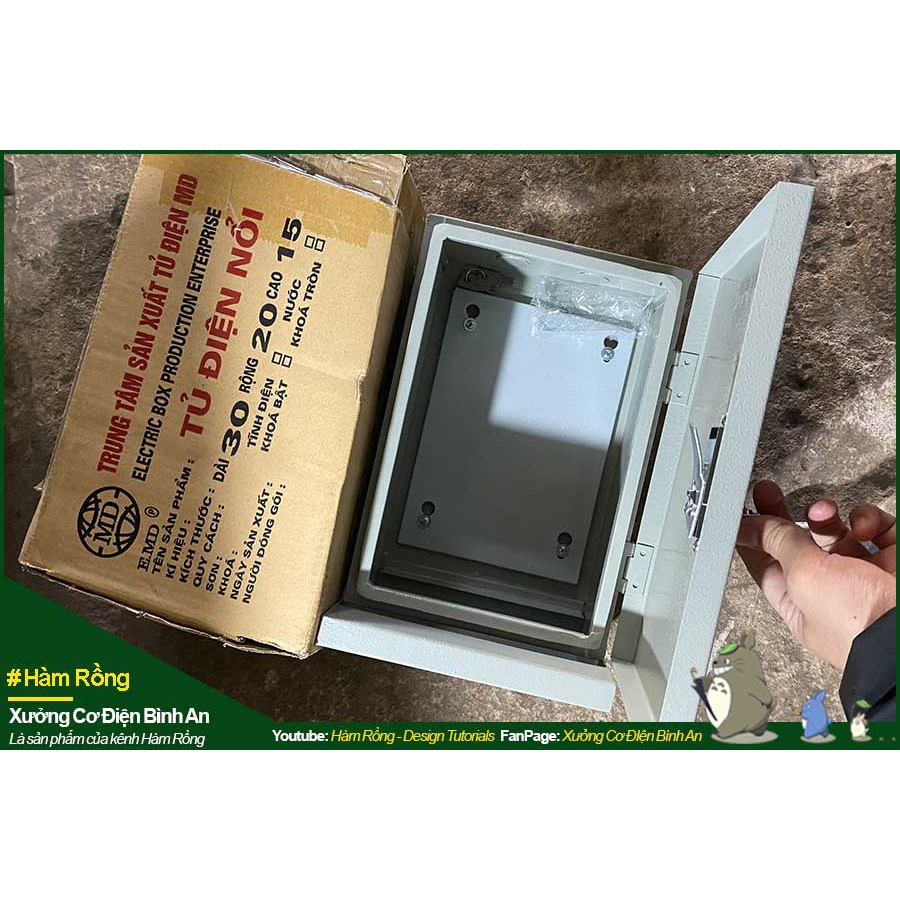 Vỏ tủ điện ngoài trời EMD kích thước 30x20x15 sơn tĩnh điện màu xám