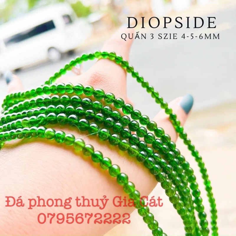 Vòng tay diopside 5A hàng cực đẹp kiểm định
