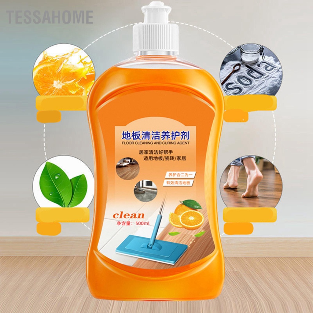 TessaHome Nước lau sàn 500ml Loại bỏ vết bẩn mạnh Làm sáng da Mùi thơm Ngói làm sạch gỗ Dung dịch vệ sinh