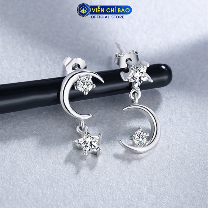 Bông tai bạc nữ Trăng Sao chất liệu bạc S925 thời trang phụ kiện trang sức nữ thương hiệu Viễn Chí Bảo B400350