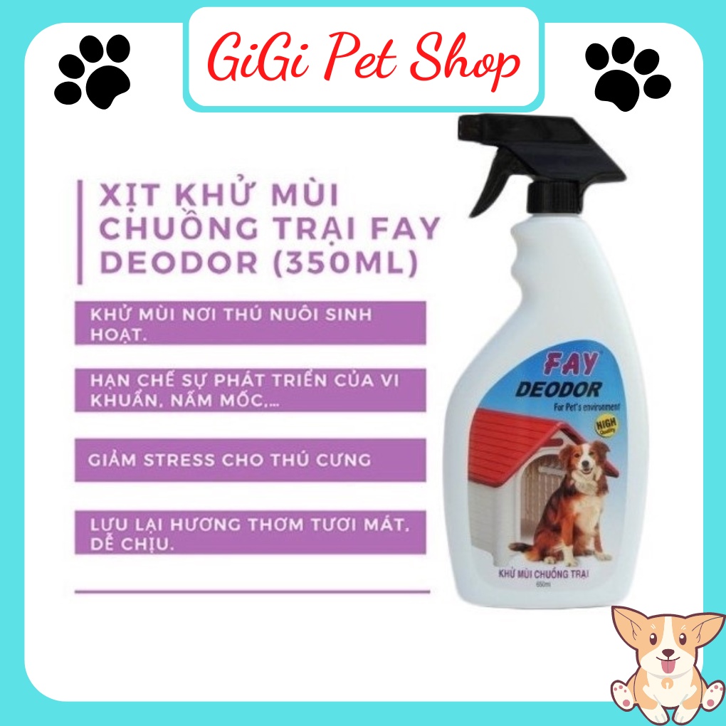 Bình xịt khử mùi phân nước tiểu Fay Deodor 350ml diệt khuẩn chó mèo vệ sinh chuồng chỗ ở cho thú cưng - GiGi Pet Shop