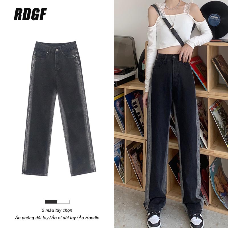 Quần denim Lửng Dáng Rộng Lưng Cao Màu Đen Thời Trang Hàn Quốc 2023 Dành Cho Bạn Nữ