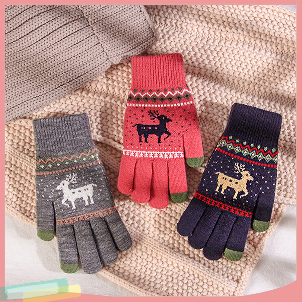 Đôi găng tay len họa tiết dễ thương ấm áp thời trang nữ