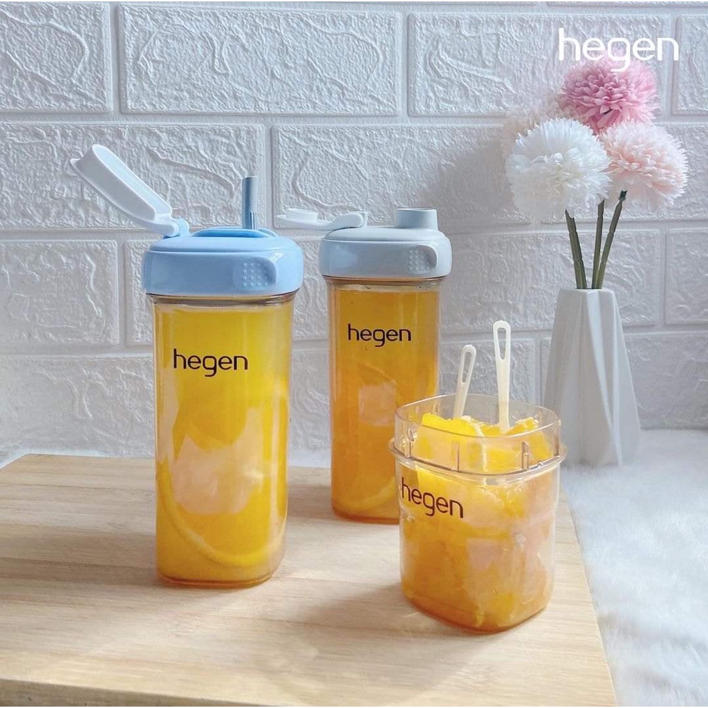 Bình tập hút Hegen, Bộ phụ kiện tập hút hegen,Bình sữa hegen có ống hút bìnhmàu xanh- hồng- ghi chính hãng