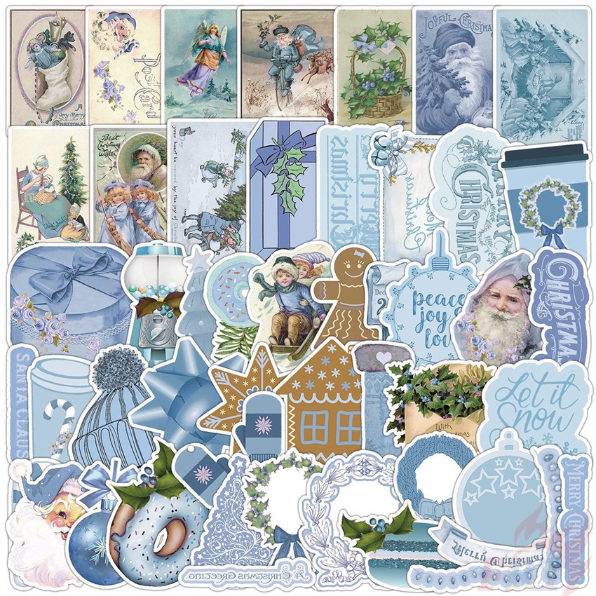 ❉ Set 01 Sticker Mini Trang Trí Giáng Sinh Phong Cách Retro ❉ Bộ 50 Sticker Chống Thấm Nước Họa Tiết Doodle Hợp Thời Trang