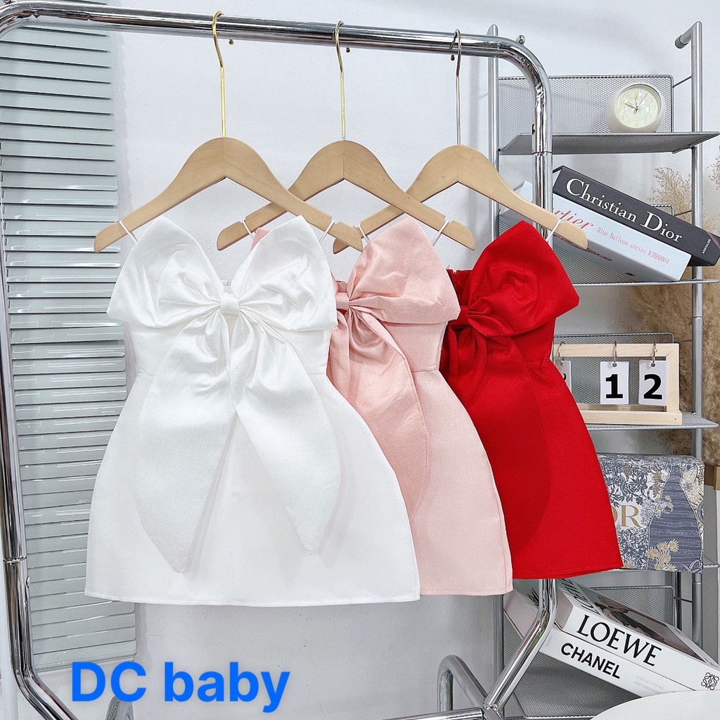 Váy 2 dây nơ to cực chảnh cho bé gái - V2DNT