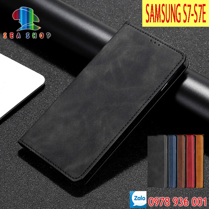 Bao da Samsung S7 và S7 Edge - Thiết kế dạng ví sang trọng - Có ngăn cài thẻ - tien - Nắp gập 2 mặt làm bằng da lộn