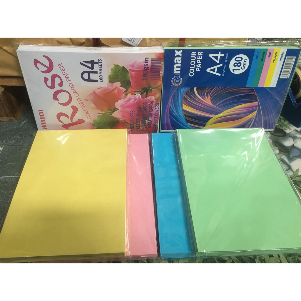 Bìa màu A4 -180gsm (xấp = 100 tờ)