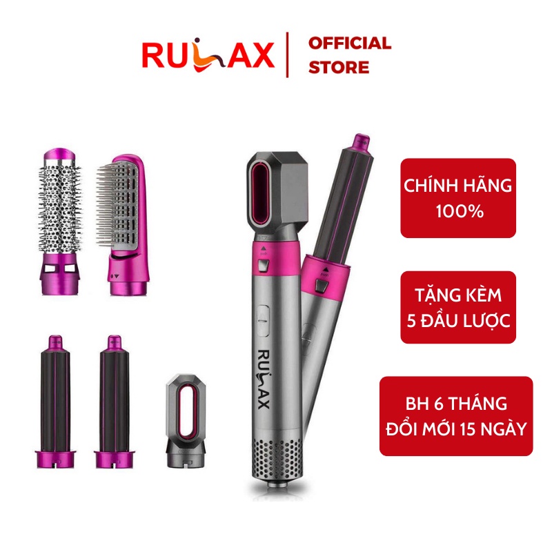Máy Sấy Tóc Tạo Kiểu 5 In 1 Đa Năng RULAX, Uốn, Duỗi, Là Thẳng, Làm Phồng Kèm Lược Điện Đa Năng, Tiện Lợi Khi Đi Du Lịch
