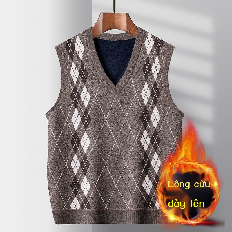 Áo Ghi Lê Dệt Kim Cổ Chữ v Thời Trang Thu Đông Cho Nam Giới Trung Niên 45%