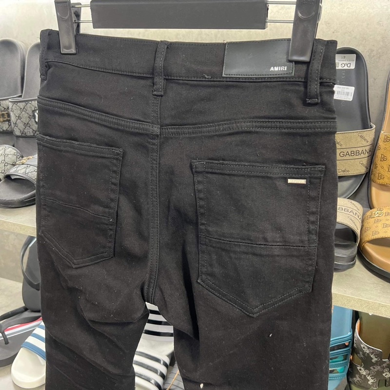 Quần bò amiri sc rách vá vải loang trắng -6802