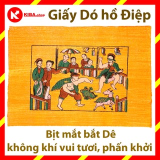 Tranh Đông Hồ, Bức Bịt Mắt Bắt Dê (không khung tranh) trang trí nhà cửa hàng, quán cà phê cafe, phòng khách, trang trí t