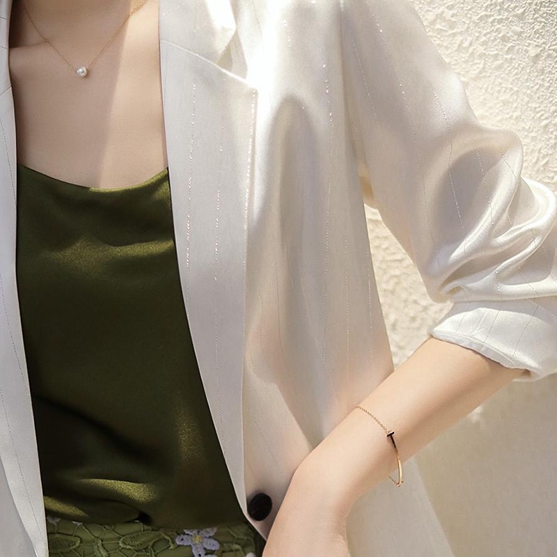 IELGY Áo Khoác Vest Tay Lửng Màu Xanh Bạc Hà Thời Trang Cho Nữ