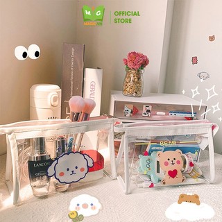 Túi Đựng Bút Trong Suốt MAGIC Bóp Viết, Túi Đựng Mỹ Phẩm Du Lịch To Cỡ Lớn Cute Có Khóa Kéo, Chống Nước Dễ Thương TB1