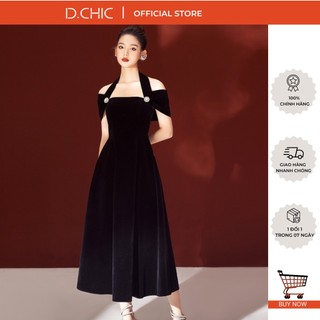 Váy xòe bổ mảnh hở vai đính 2 cúc đá D.CHIC MS: 2813259