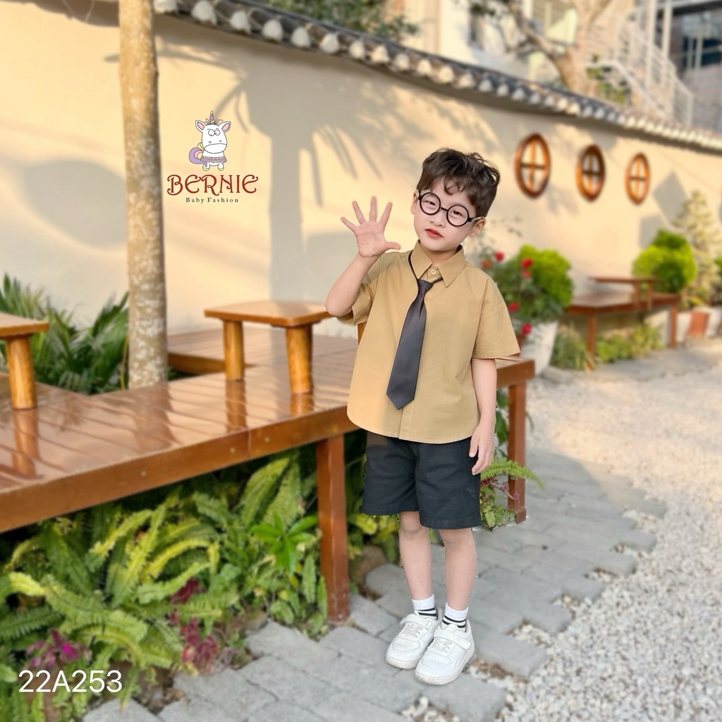Áo sơ mi cộc tay kèm cà vạt Bernie cho bé trai