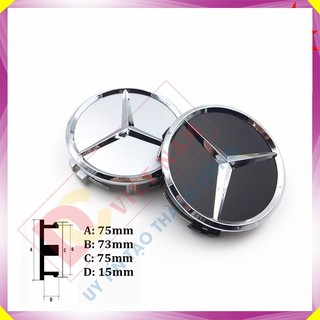 Biểu tượng logo Mercedes Benz chụp mâm, vành, bánh xe ô tô đường kính 75MM/ Mã sản phẩm BENZ75