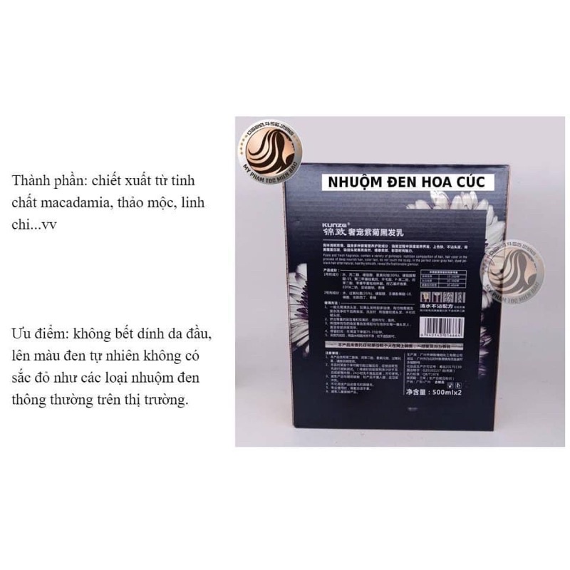Nhuộm đen Hoa cúc không dính da đầu nhuộm đen hoa cúc Kunze 500mlx2