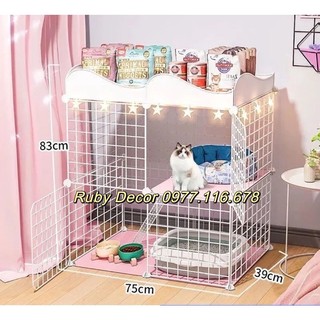 Chuồng mèo 3 tầng 2 tầng giá rẻ đẹp lắp ghép đa năng đơn giản với lưới sắt sơn tĩnh điện làm lồng quây thú cưng