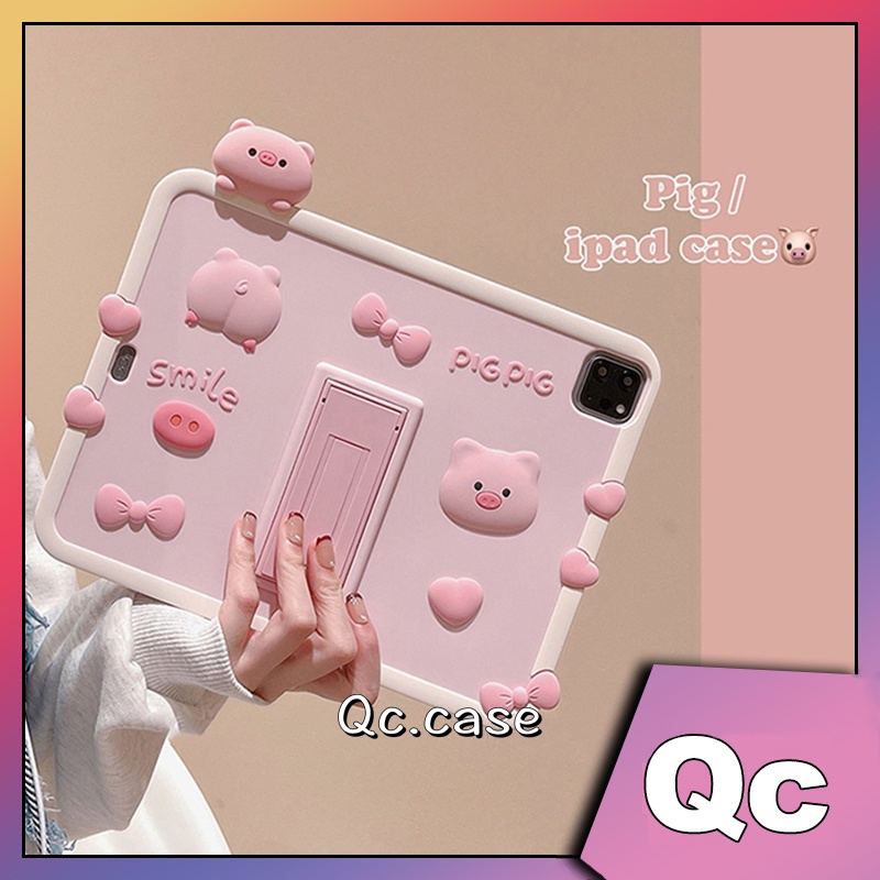 「Qc」Chú heo con màu hồng dễ thương thích hợp làm ốp bảo vệ ipad ốp silicon mềm chống rơi ốp bảo vệ ipad mới ốp ipad vỏ ipad ốp lưng ipad ipad case case ipad