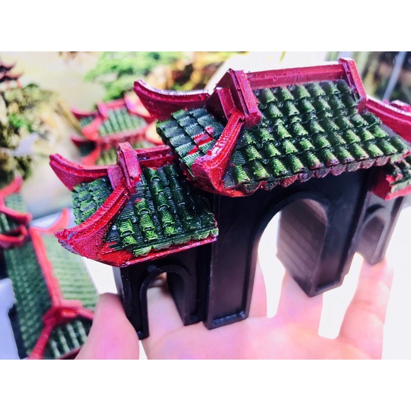 Combo nhà tiểu cảnh màu sắc xanh đỏ độc đáo - trang trí hồ cá, non bộ, bonsai