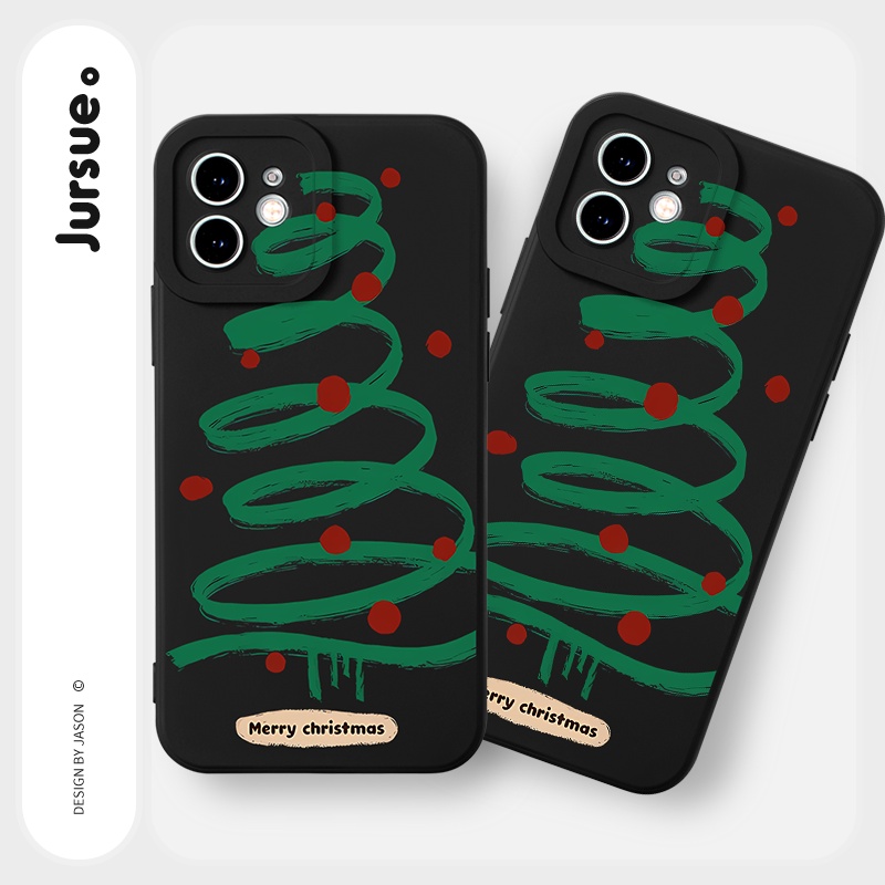 Ốp lưng JURSUE mềm chống bẩn hình dễ thương đẹp độc lạ đen Cho iPhone 14 13 12 11 Pro Max SE 2020 X XR XS 8 7 ip 6S 6 Plus Y2785