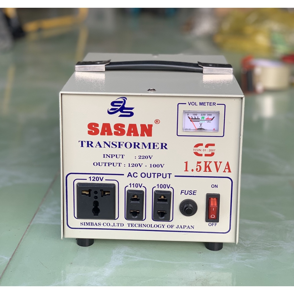 Bộ đổi nguồn 220v sang 110v, biến thế , biến áp 220v ra 100v 1.5 KVA SASAN BẢO HÀNH 18 THÁNG