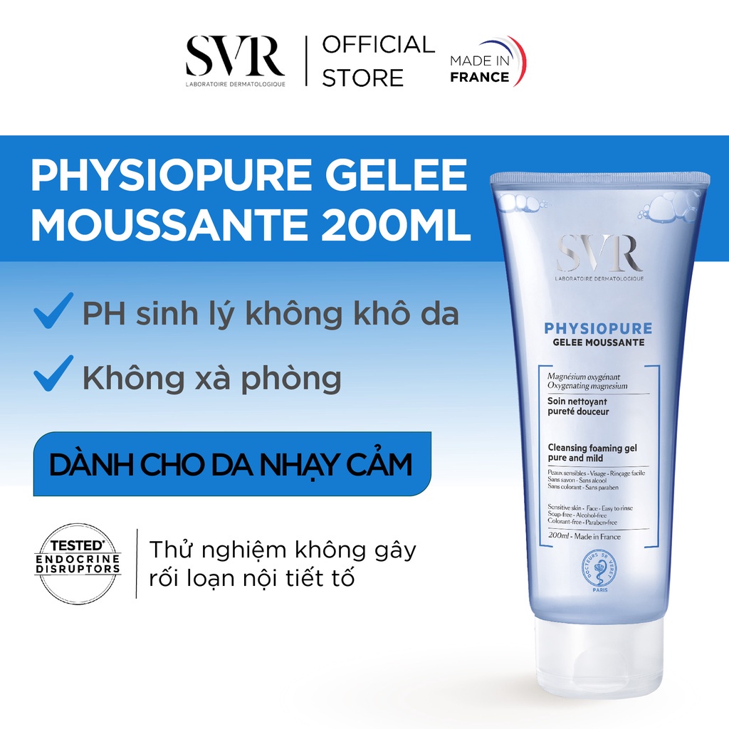 Gel rửa mặt cho da nhạy cảm SVR Physiopure Gelee Moussante 55ml-200ml