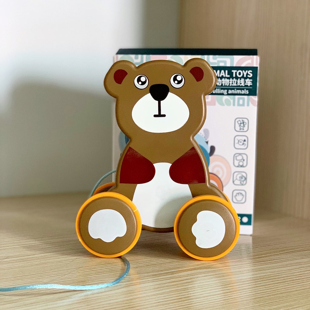 Đồ chơi xe kéo hình thú nhiều màu sắc kích thích tập đi, tăng vận động cho bé_SP15