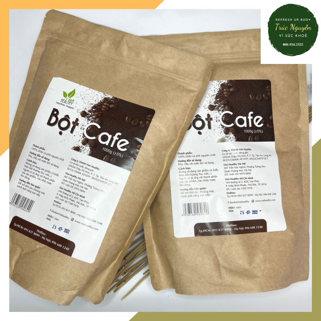 1KG Bột cà phê nguyên chất Enema Viet Healthy, thải độc đại tràng