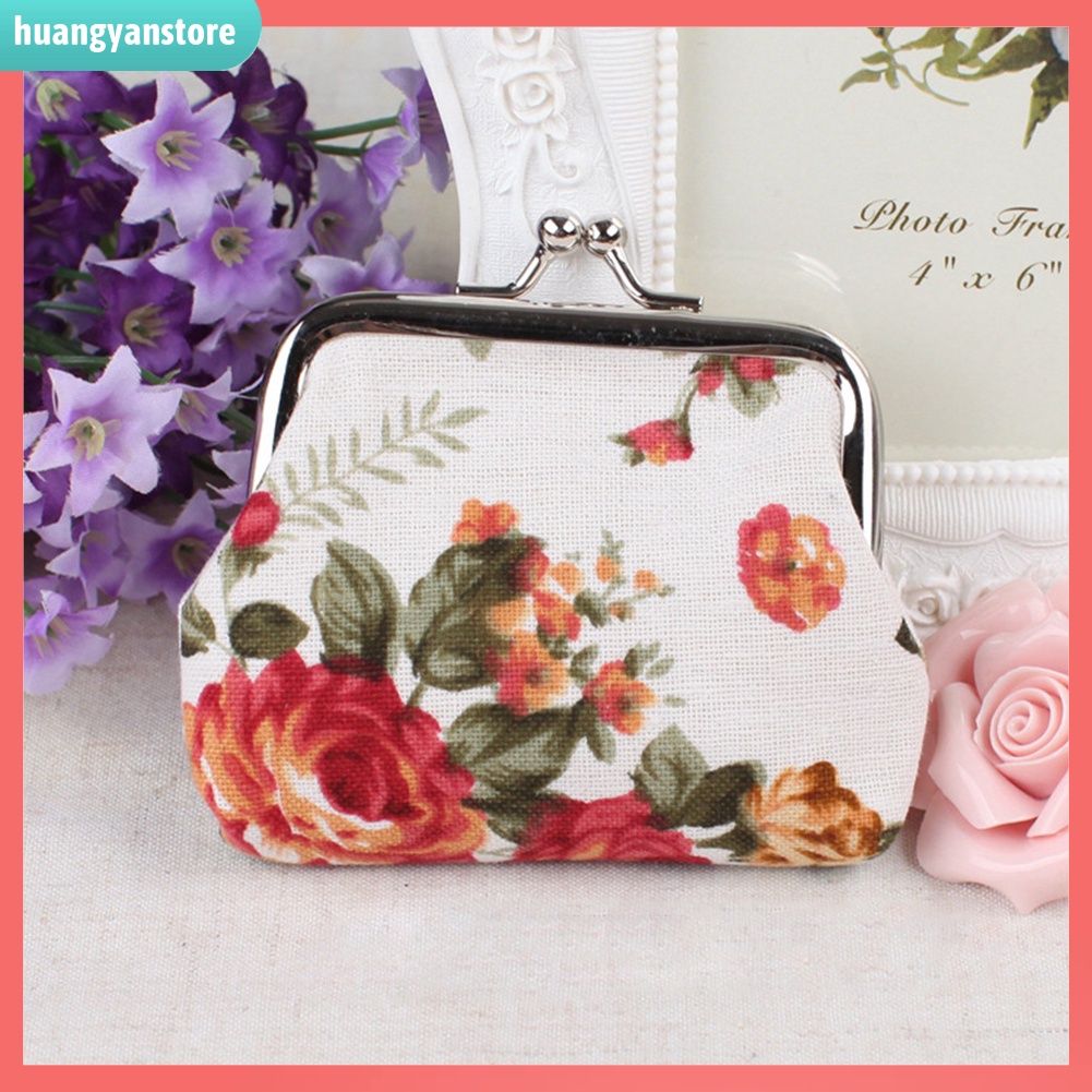 HY/ Ví Cầm Tay Khóa Cài Họa Tiết Hoa Vintage Cho Nữ