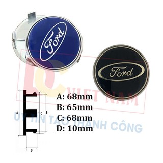 Logo chụp mâm, ốp lazang bánh xe ô tô cao cấp Ford đường kính 68mm