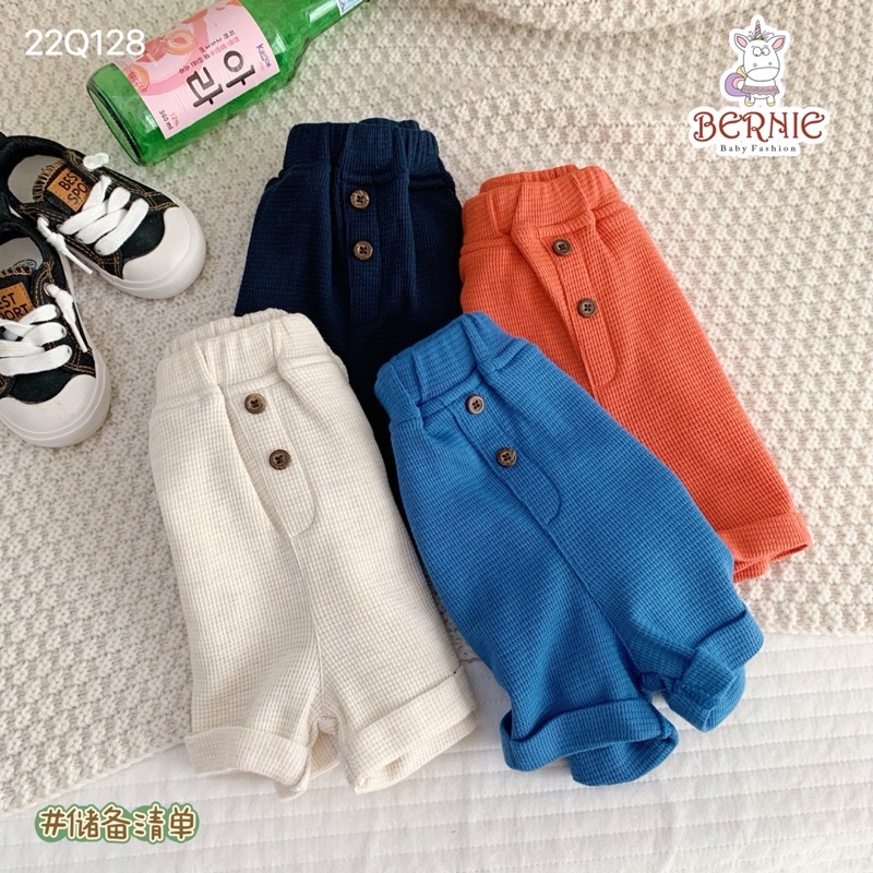 Quần sooc bé trai Bernie tổ ong đính cúc cho bé từ 9-22kg-22Q128