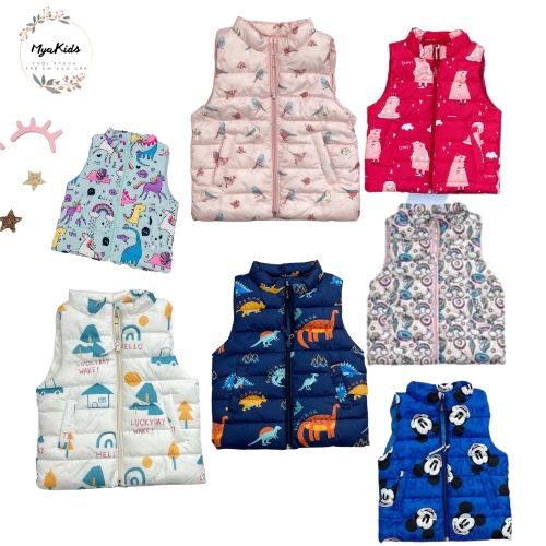 Áo gile cho bé, áo gile bé gái, chất phao dày vừa phải siêu nhẹ size 1-7 tuổi