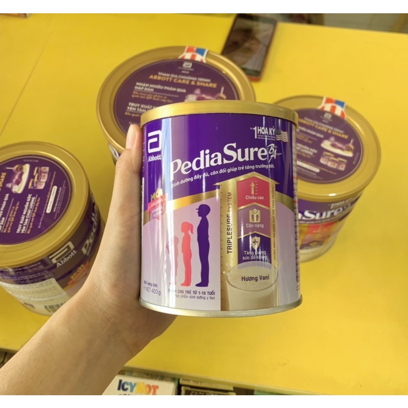 Sữa bột Pediasure mẫu mới hương vani lon 400g, 850g, lon 1.6kg