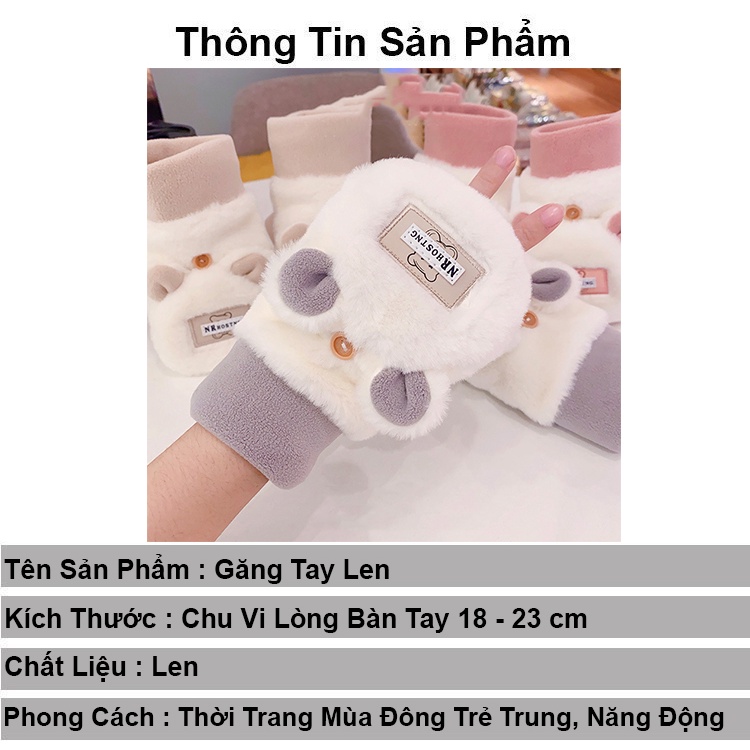 Găng tay len mùa đông YAMA bao tay len hở ngón giữ ấm thời trang cao cấp