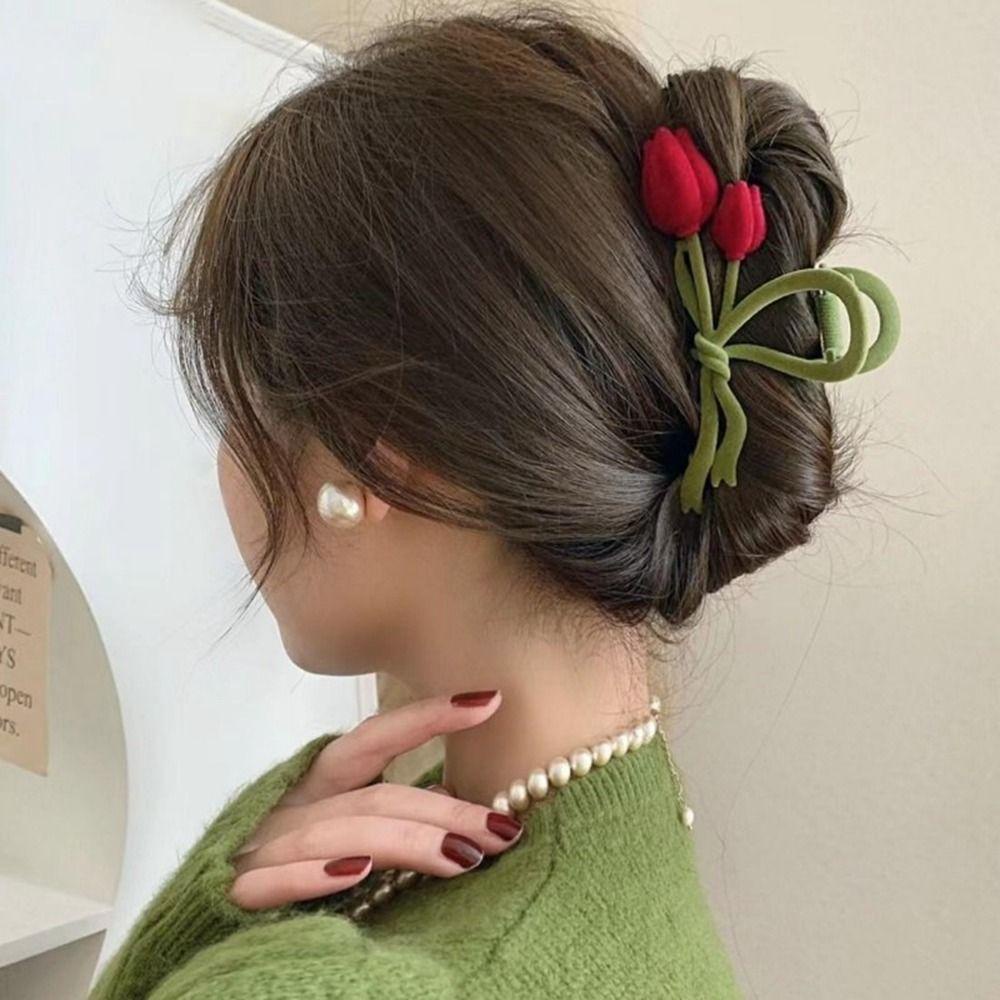 Kẹp Tóc Hình Hoa Tulip Năm Mới Phong Cách Retro Cho Nữ