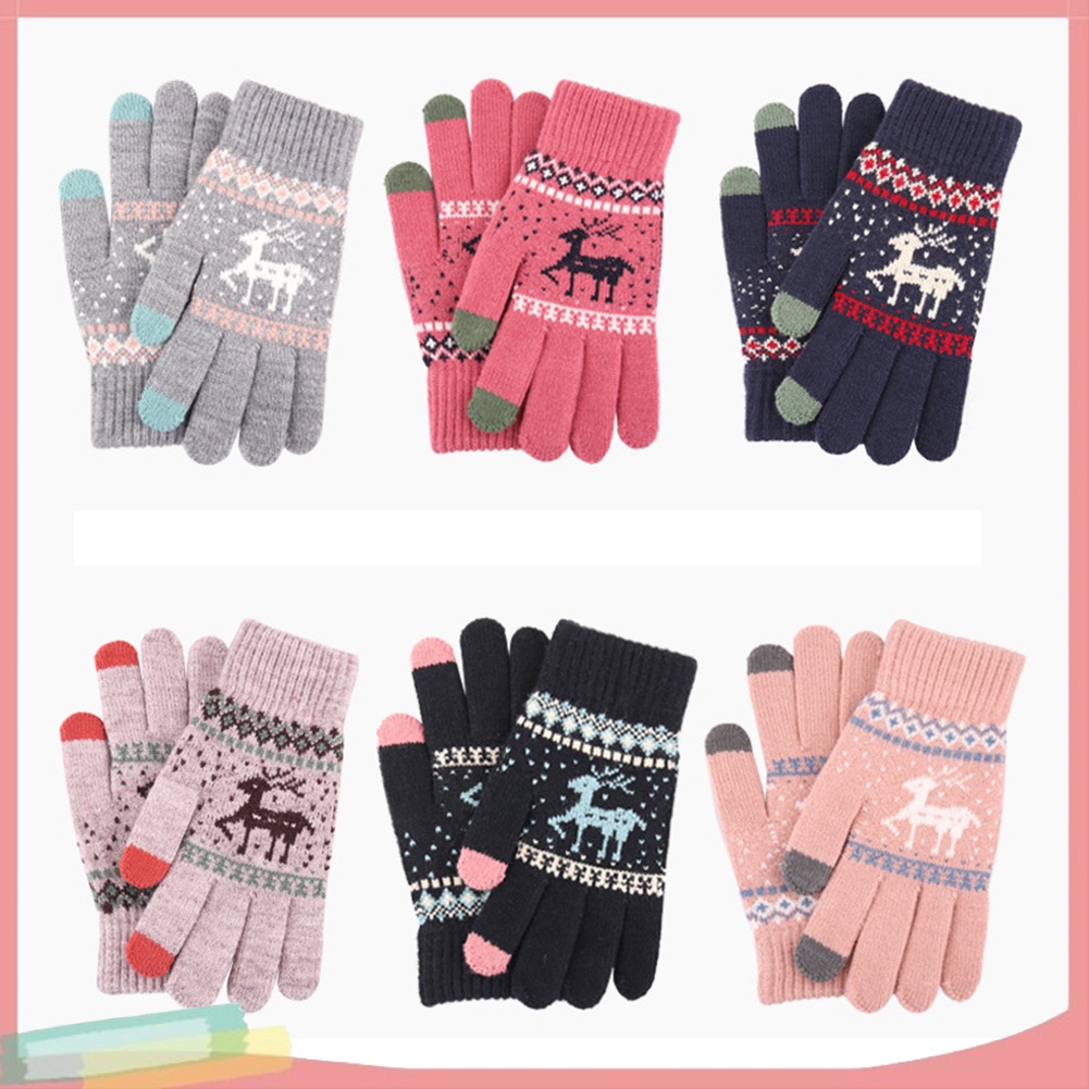 Găng Tay Len Giữ Ấm Họa Tiết Giáng Sinh Xinh Xắn