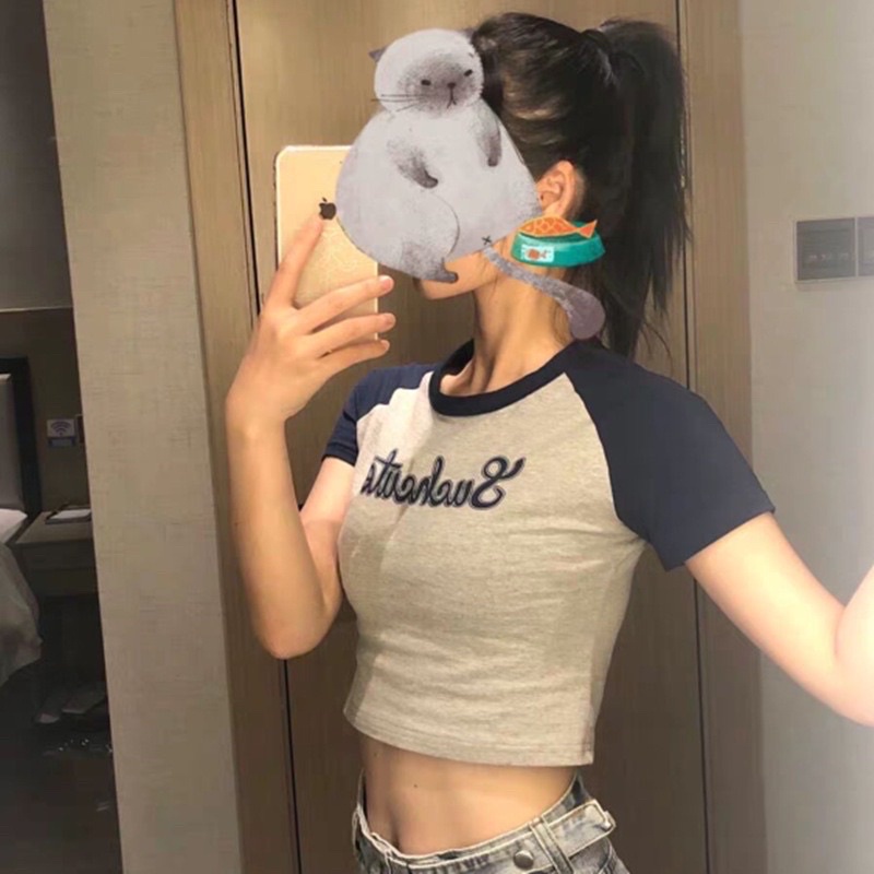 Áo Croptop Nữ Tay Ngắn Cổ Tròn Ôm Body In Chữ Suchcute Thời Trang Mùa Hè
